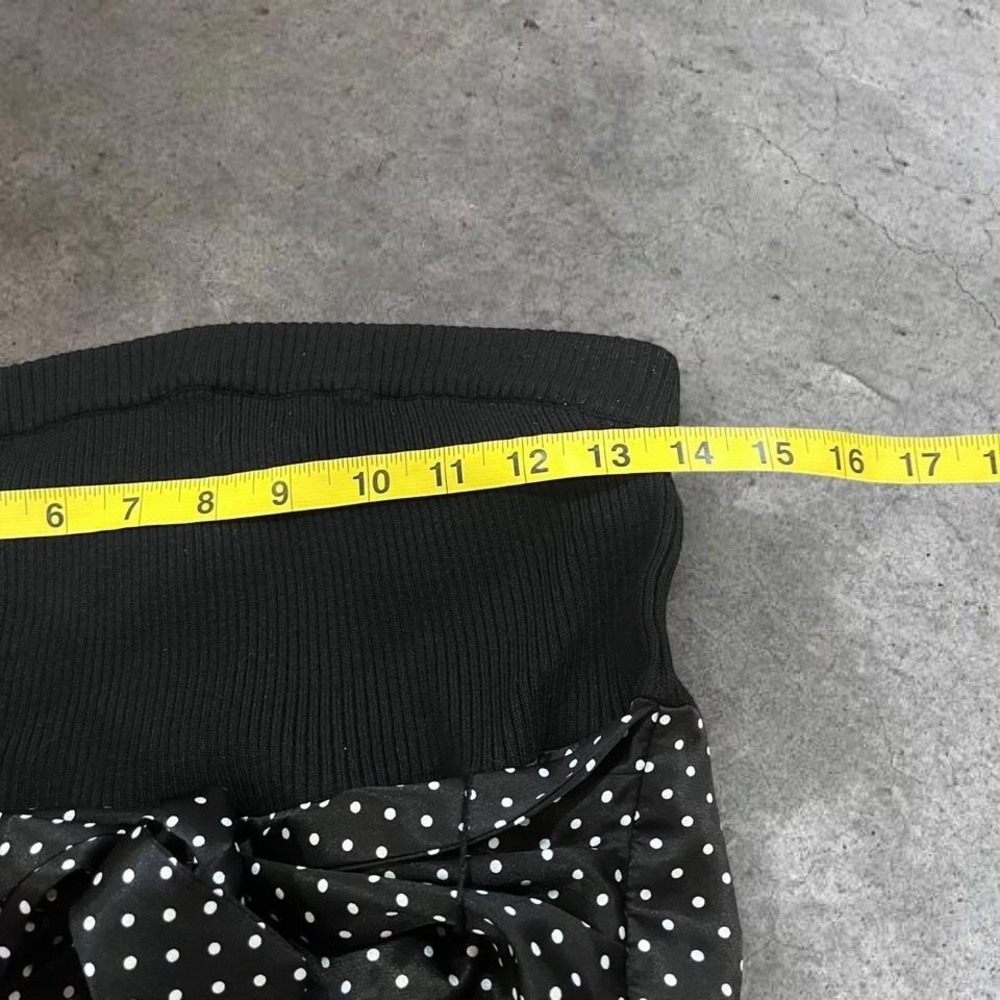 y2k black ribbed polka dot tie tube top large - Picture 4 of 7